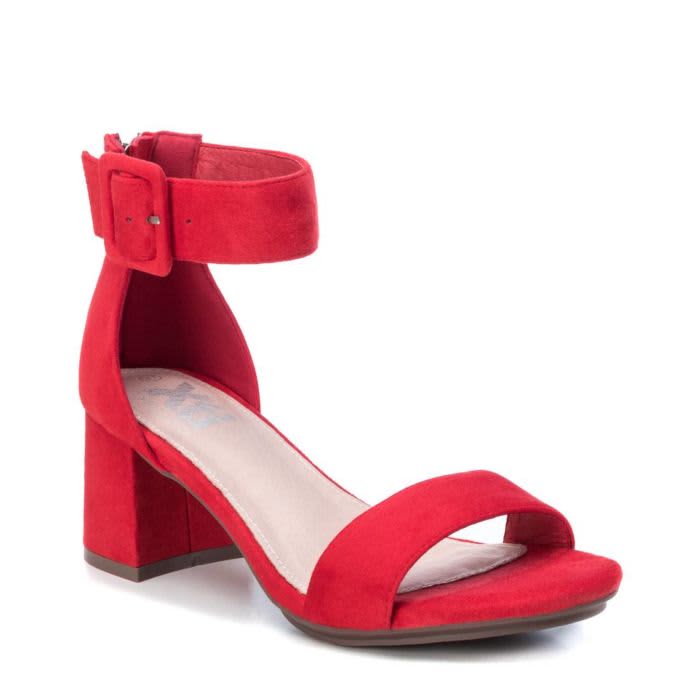red small block heels