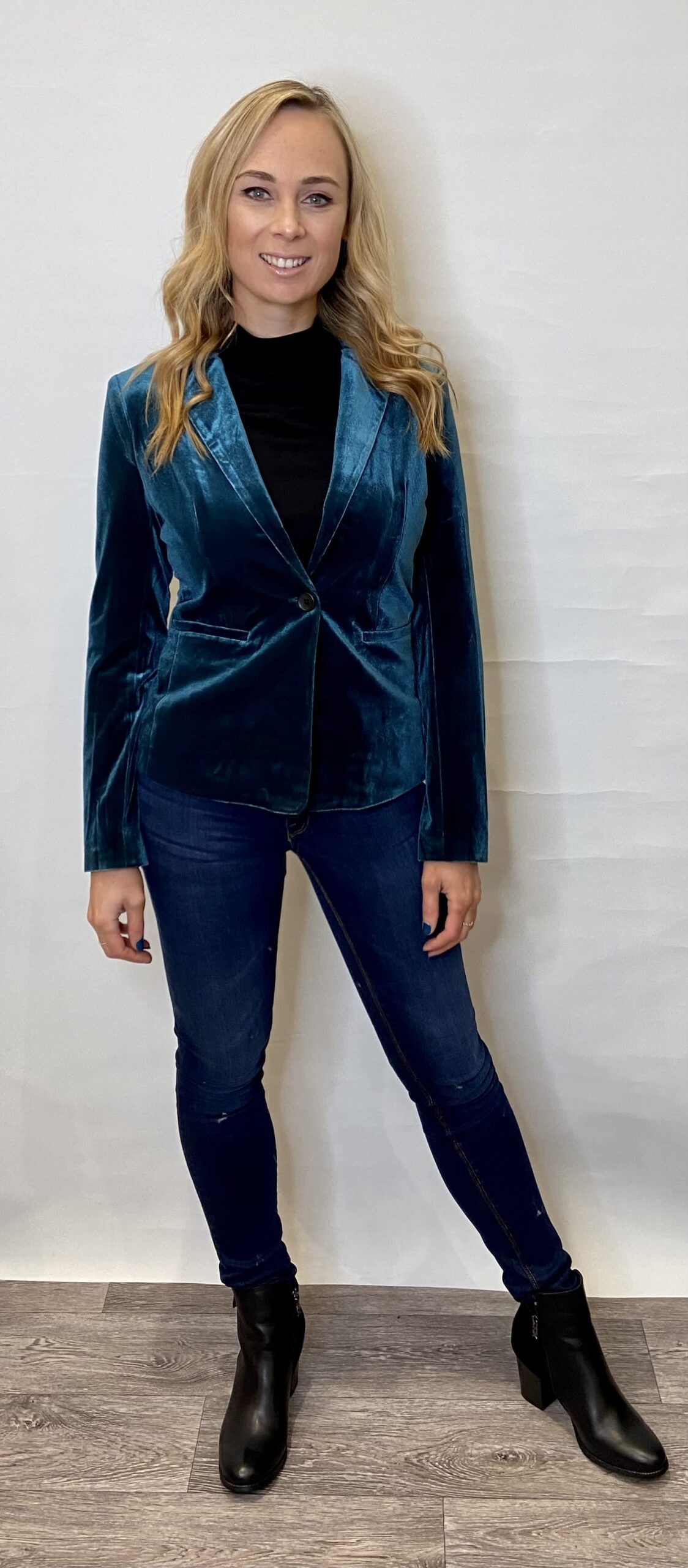 turquoise velvet blazer womens