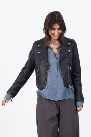 Madison Leather Jacket  Silver