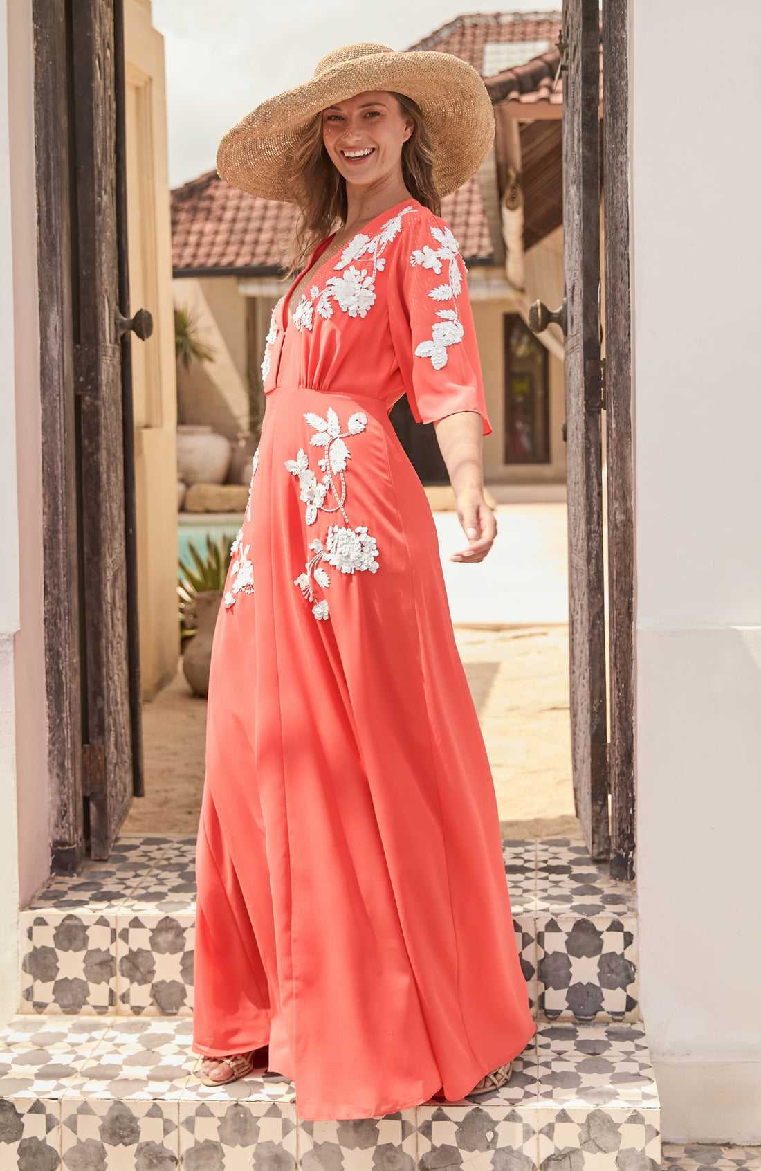 Sasha Plunge Embellished Dress Orange - Image 4