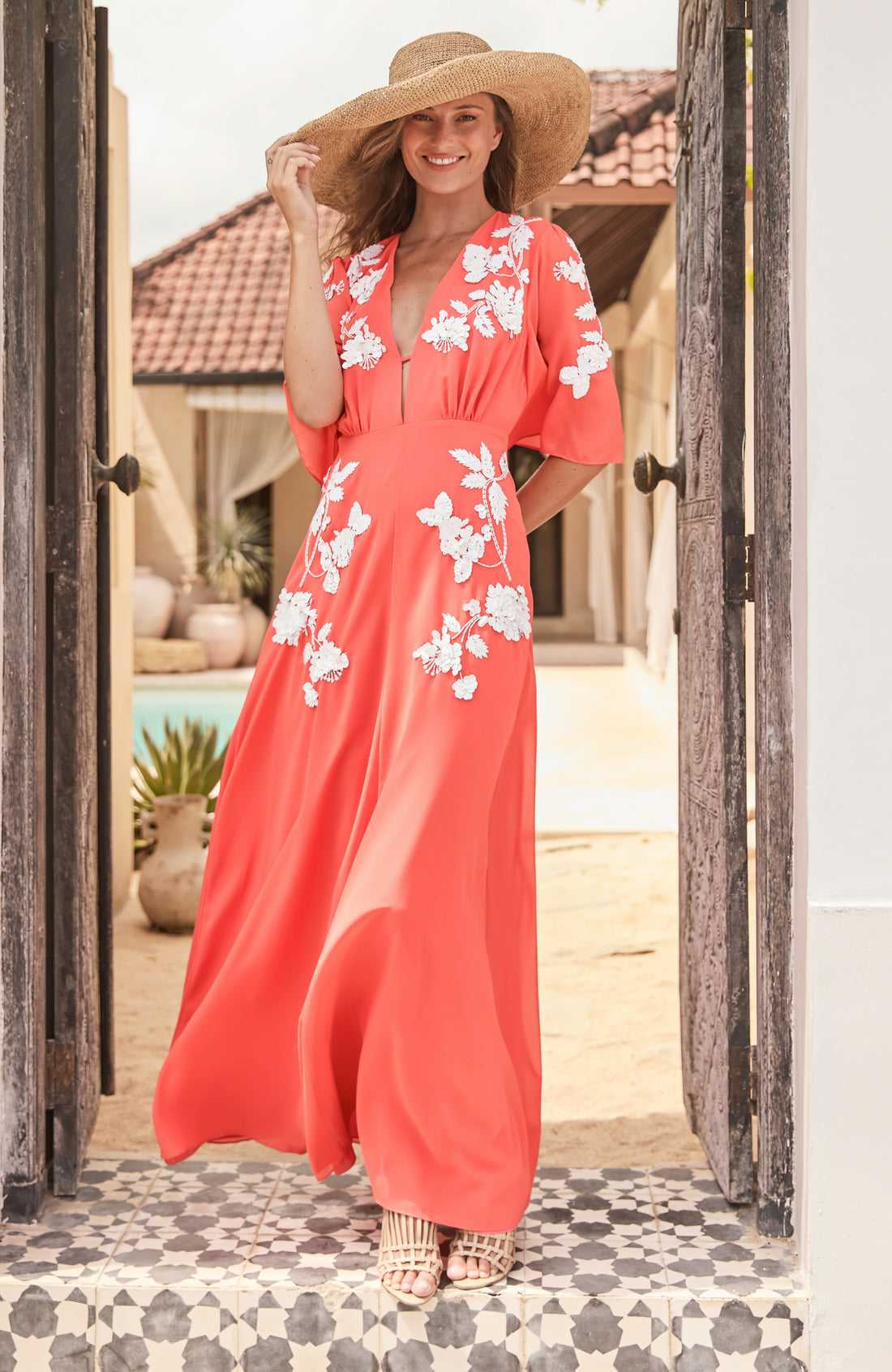 Sasha Plunge Embellished Dress Orange - Image 5