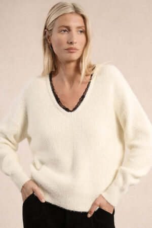 Avia Lace Trim Knit Ivory
