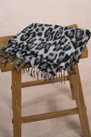 Rowan Leopard Print Scarf Grey
