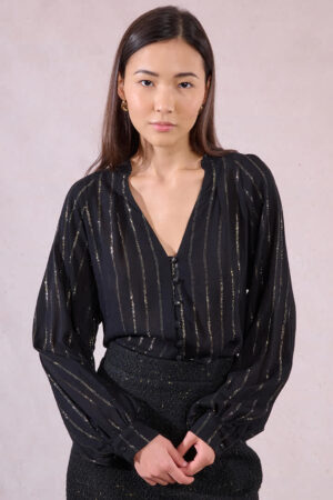Lainey Metallic Blouse Black