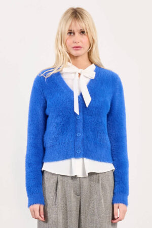 Mila Fluffy Cardigan Blue