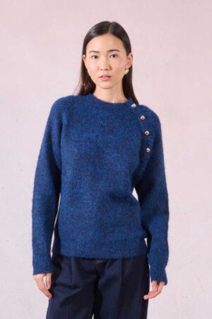 Camila Button Jumper Blue/Black