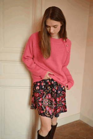 Camila Button Jumper Coral