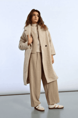 Emily Woven Coat Beige