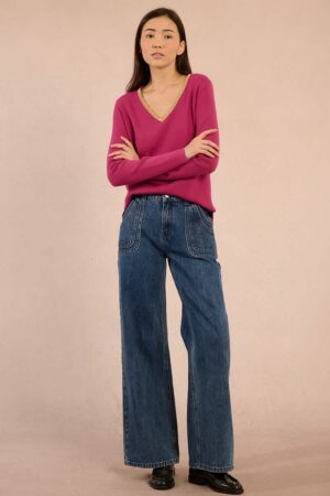 Harper Gold Trim Knit Raspberry