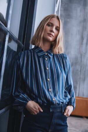 Vivian Stripe Shirt Blue/Brown