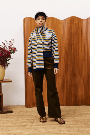 Tonkinois Stripe Cardigan Scarf Set