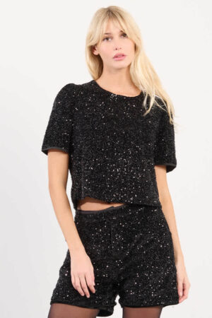 Kacey Sequin Shorts Black