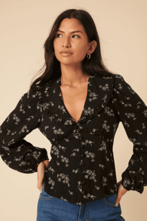 Emeline Black Floral Blouse