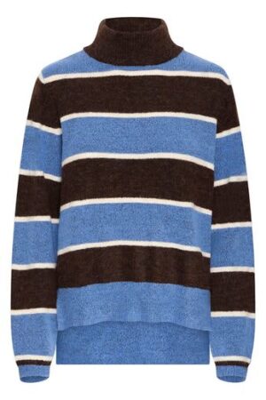 Edeen Stripe High Neck Knit Coffee Bean