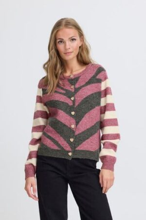 Livoni Stripe Cardigan Maroon