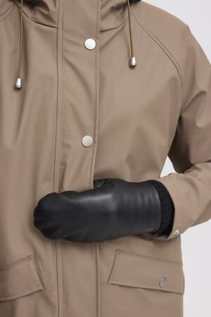 Nilla Leather Mittens Black