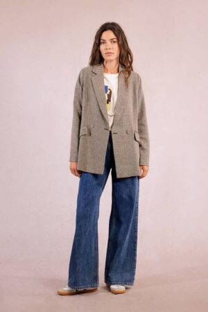 Kehlani Herringbone Blazer Black/Beige