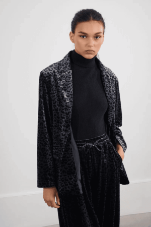 Kamila Leopard Blazer Dark Grey