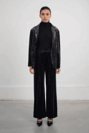 Kamila Leopard Pants Dark Grey