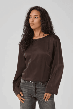 Estelle Wrap Blouse Espresso