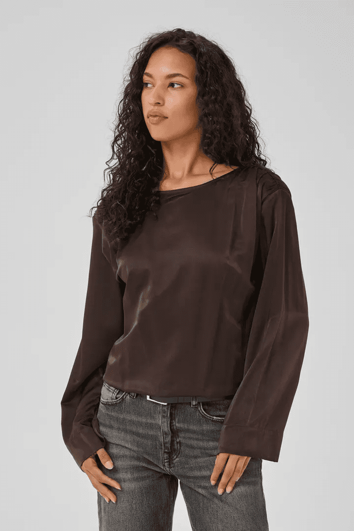Estelle Wrap Blouse Espresso