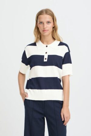 Luls Polo Top Navy Stripe