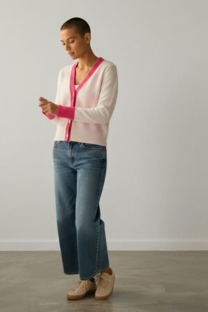 Elara Cardi Pink Trim