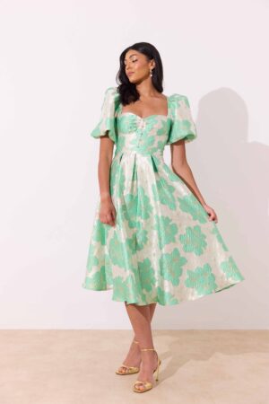 Audrey Midi Dress Metallic Mint