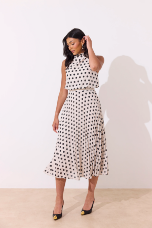 Milly Polka Midi Dress Black