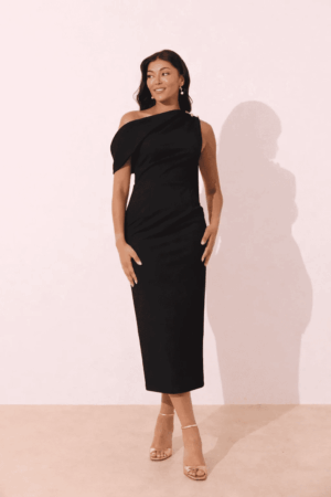 Eleni Drape Dress Black