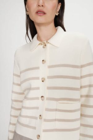 Maelys Stripe Cardigan Ecru