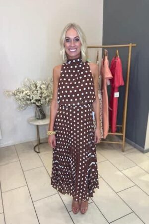 Milly Polka Midi Dress Brown