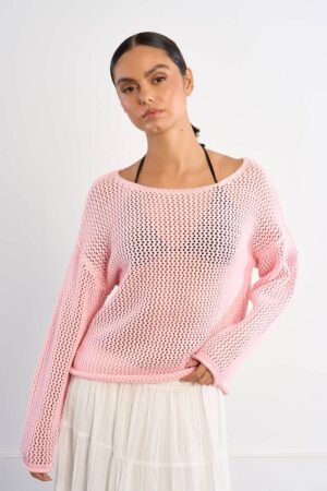 Laura Open Knit Jumper Pink