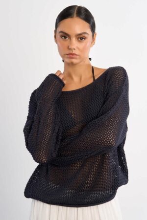 Laura Open Knit Jumper Navy