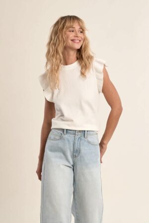 Amanda Frill Sleeve Knit White