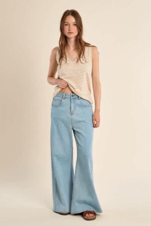 Lucy Stripe Tank With Glitter V