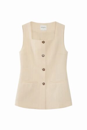 Vic Pinstripe Gilet Vanilla