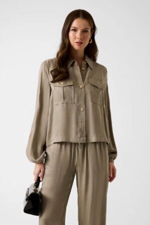 Dalia Crop Shirt Sage Leaf