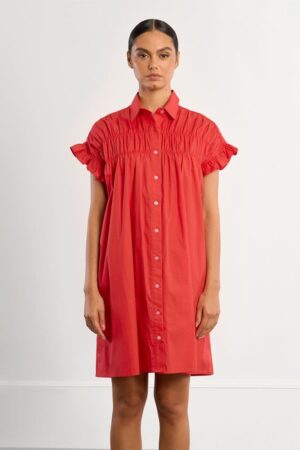 Linda Smock Dress Red