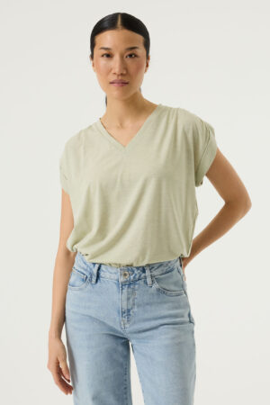 Justyna V Neck Tee Celery